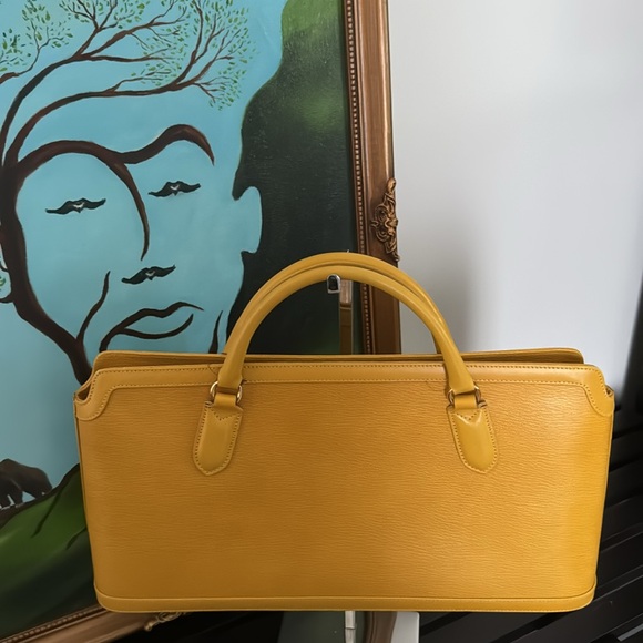 Revillon mustard Yellow saffiano Leather Satchel. NWOT. Made in Italy. - Picture 9 of 17